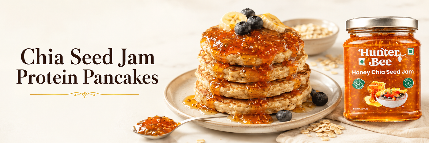 Chia Jam Protein Pancakes